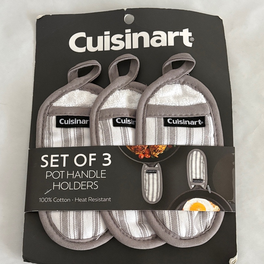 Cuisinart White and Gray Pot Handle Holders Set of 3